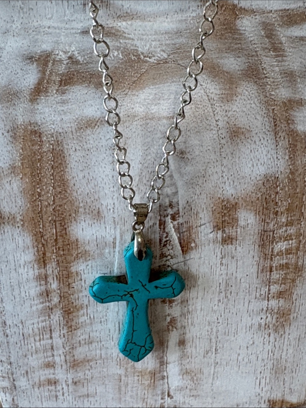 Turquoise Cross Pendant Necklace - Picture 2 of 3